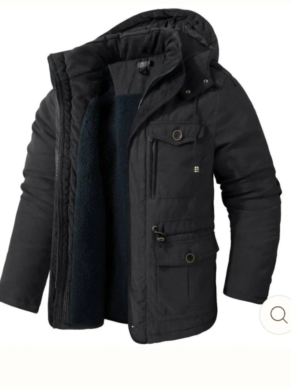 Windproof Men Winter Fleece Jacket Outdoor Multi Pocket Thick Coat Casual Hooded